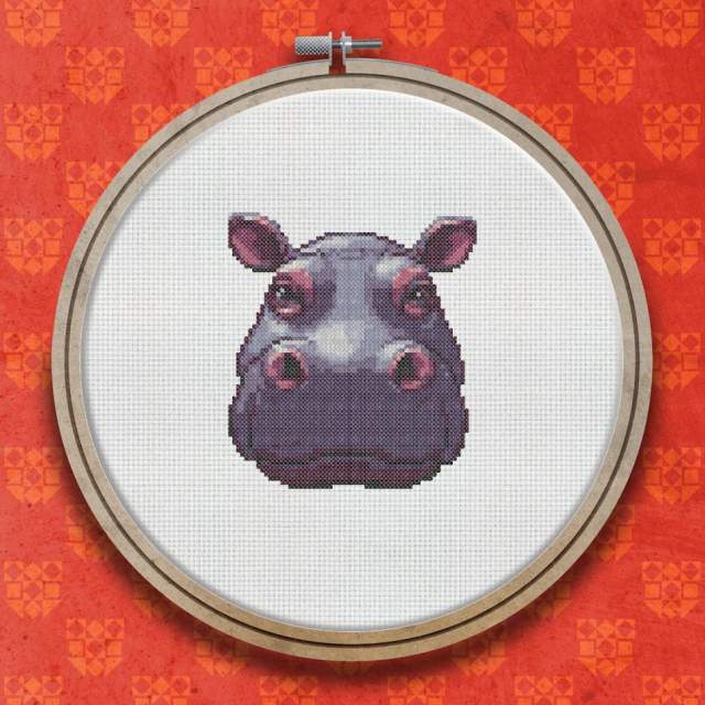Hippopotamus cross stitch pattern