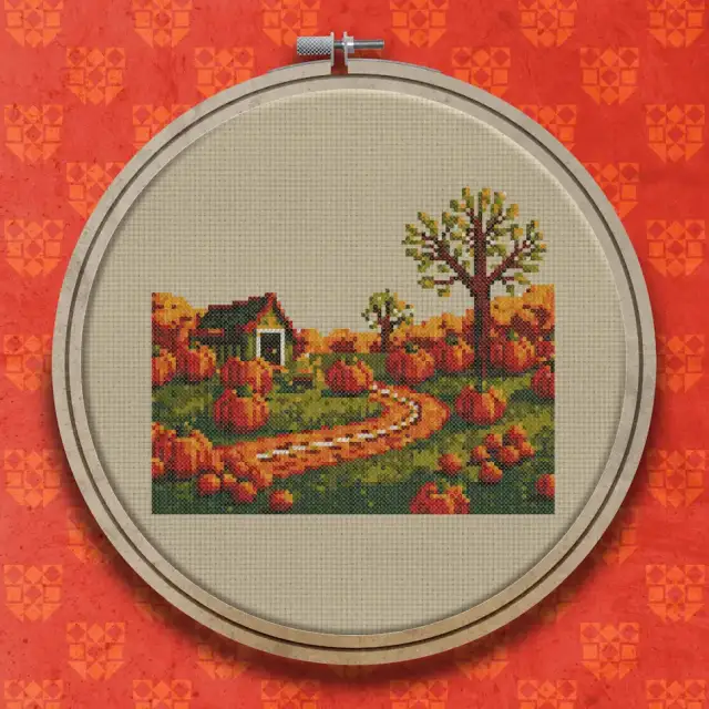 Pumpkin Patch Cottage cross stitch pattern