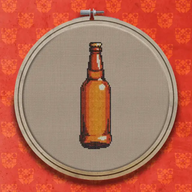 Amber Beer Bottle cross stitch pattern