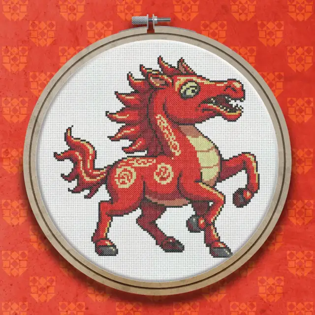 Fire Horse cross stitch pattern