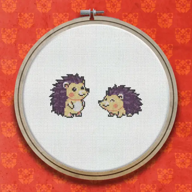 British Hedgehog Pair cross stitch pattern