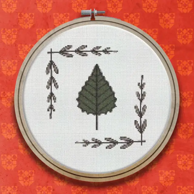 Birch Leaf cross stitch pattern