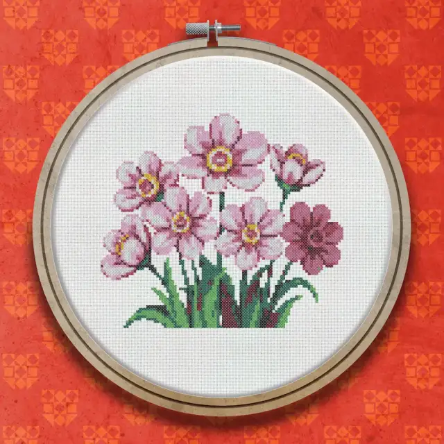 Pink Spring Flowers cross stitch pattern