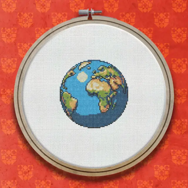 Earth cross stitch pattern