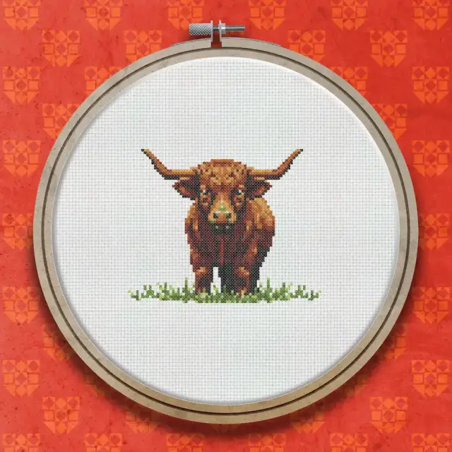 Highland Cow cross stitch pattern
