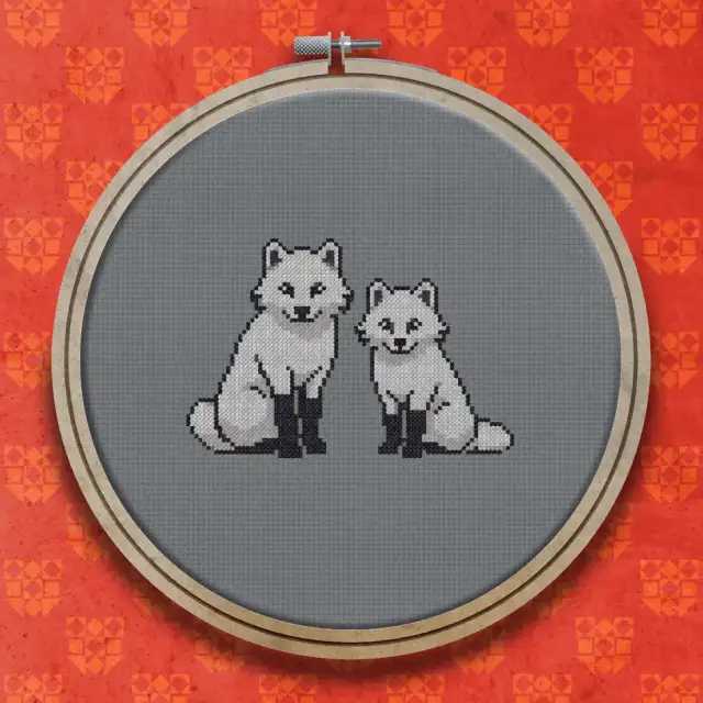 Arctic Fox Pair cross stitch pattern