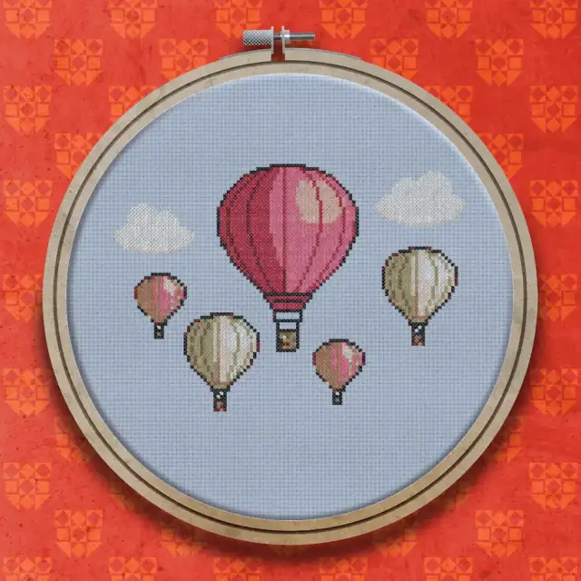 Hot Air Balloons In Flight cross stitch pattern