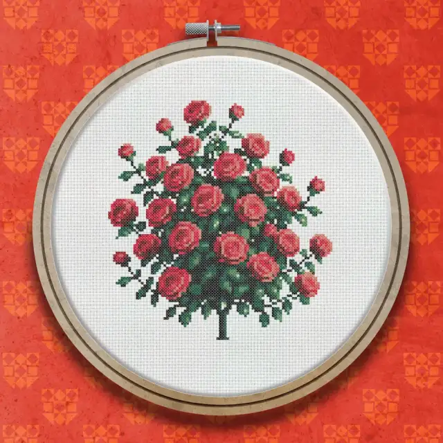Rose Bush cross stitch pattern