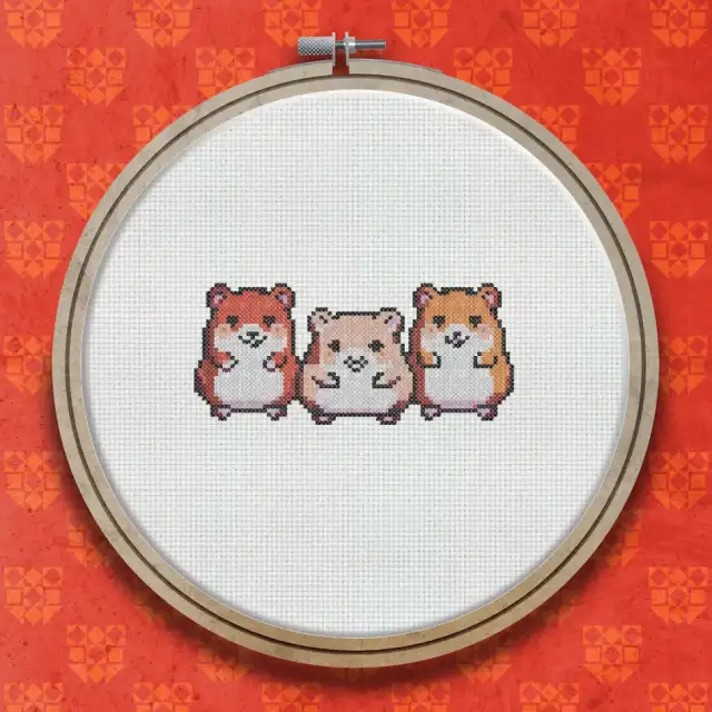 Happy Hamsters cross stitch pattern