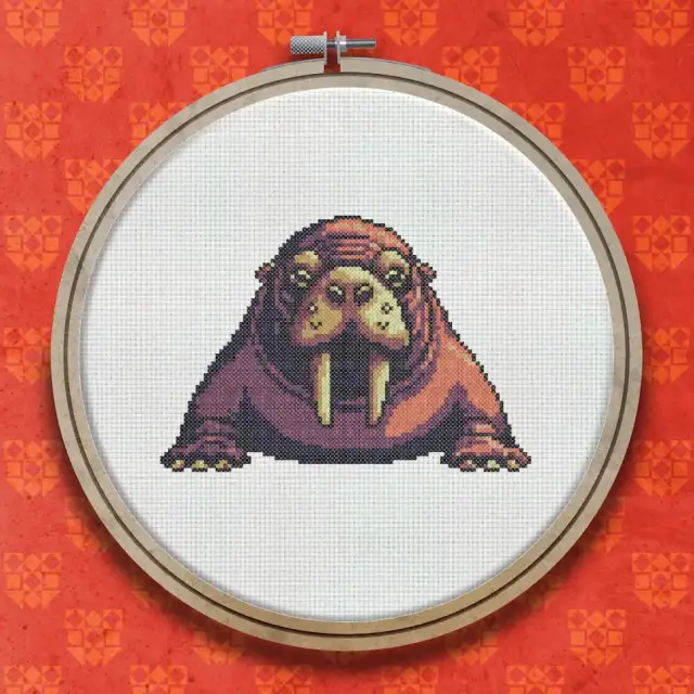 Tusked Walrus Portrait cross stitch pattern